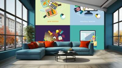 flat web and graphic design, marketing, pay per click Wall mural