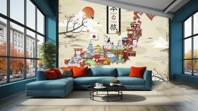 Japan travel map design Wall mural