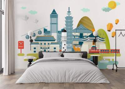 lovely taiwan travel map Wall mural