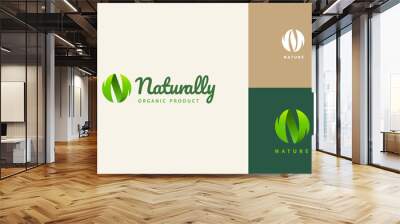 N sphere leaf logo design set Wall mural