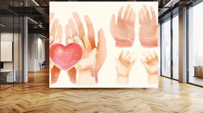 Parent's and child's hand set Wall mural