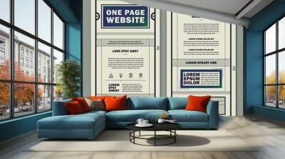 retro one page website template design Wall mural