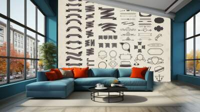 retro ribbons and labels collection Wall mural