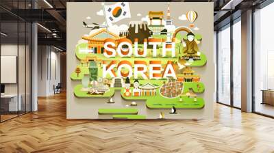 South Korea travel map Wall mural