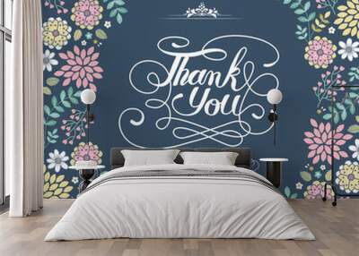 Thank you decorative calligraphy poster design Wall mural