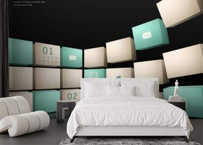 vector abstract 3d wall infographics Wall mural