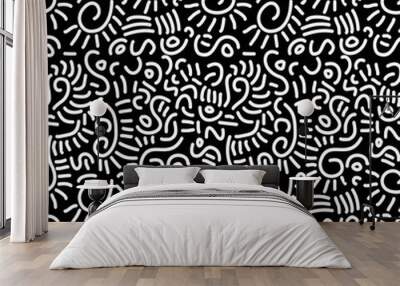 seamless stripe organic hand drawn line art seamless pattern. applicable for background, wallpaper and other decorative purpose such textile and clothing	 Wall mural