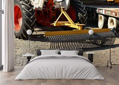 Tractor implement landscape rock rake attachment Wall mural