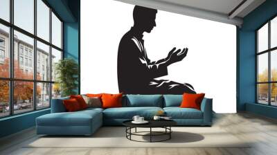 Muslim Praying silhouette. praying symbol  illustration
 Wall mural