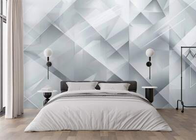 abstract geometric white and gray on light silver gradient background Wall mural