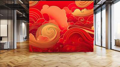 Chinese traditional Background design with abstract pattern in red Background Chinese red textured pattern Wall mural