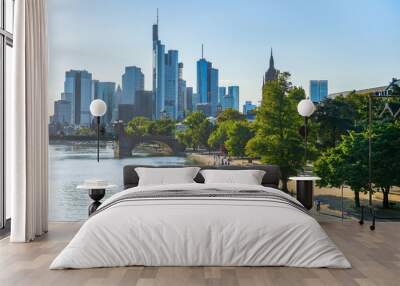 Evening sunlight and Frankfurt skyline Wall mural