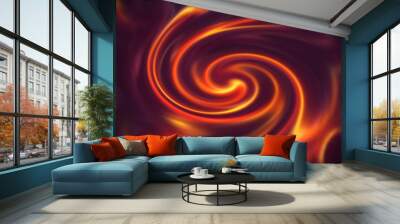 abstract fire flames on a black and violet background. and spir Wall mural