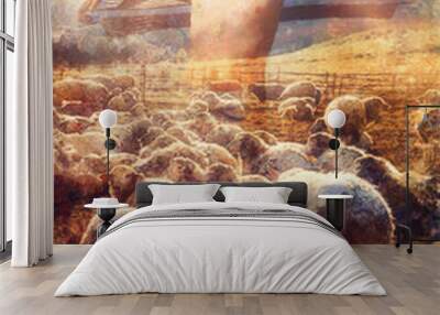 Jesus The Good Shepherd, Jesus and lambs. Wall mural