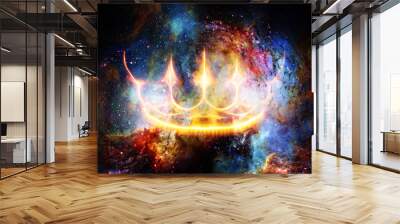 Royal crown in cosmic space. Light crown. Wall mural