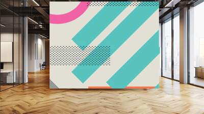 Abstract retro 80s background with geometric shapes and pattern. Material design wallpaper. Wall mural