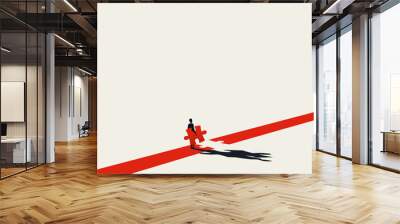 Business solution vector concept with man completing road. Symbol of new ideas, ambition and success. Wall mural