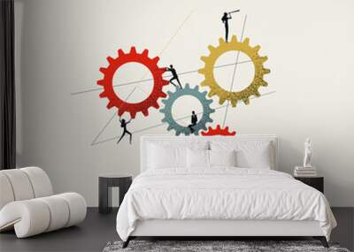 Business team and teamwork vector concept. Symbol of cooperation, process, solution. Minimal illustration. Wall mural