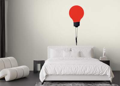 Think outside the box business creative vector concept with businessman flying away on lightbulb balloon. Wall mural