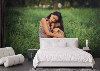 portrait of a mother daughter Wall mural