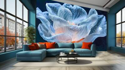 Futuristic holographic flower blooming with light and energy Wall mural