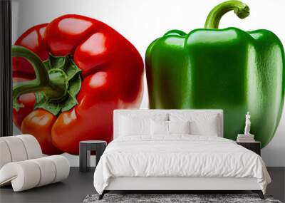 red and green bell pepper with isolated white background  Wall mural