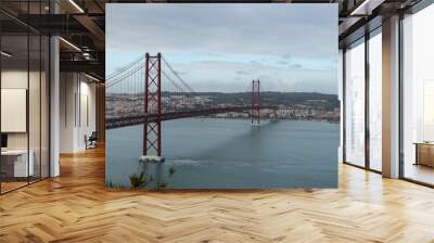 25 de Abril Bridge with Lisbon in the background Wall mural