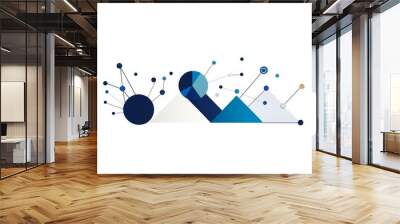 A business strategy diagram, abstract shapes, flat vector design, blue and white, isolated on white background Wall mural