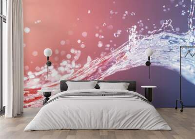 A creative title design with liquid 3D fonts that appear to be made of water, splashing and reflecting light dynamically Wall mural