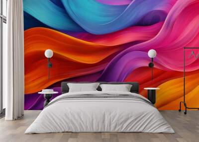 A pattern of stylized waves and currents, with flowing lines and vibrant colors Wall mural