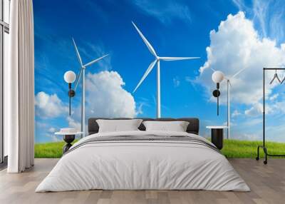 A photostock image of wind turbines generating renewable energy, with a focus on clean green technology Wall mural