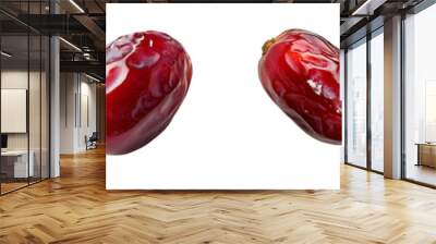 Fresh and vibrant red dates arranged elegantly, showcasing their natural texture and color, perfect for culinary and health themes. Isolated on transparent background. Wall mural