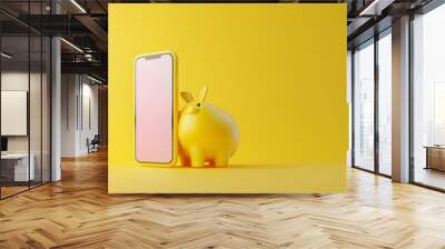 Pay day background, direct deposit notification on a smartphone, payday joy, 3D illustration Wall mural