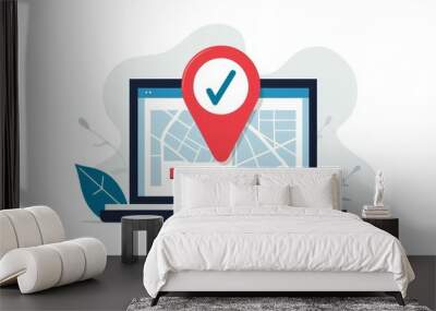 SEO strategy, local SEO tactics, flat design illustration Wall mural