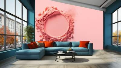 Soft peach makeup powder stroke with rough edges, highlighting the vibrant color and fine texture, ideal for cosmetic advertising and beauty campaigns Wall mural