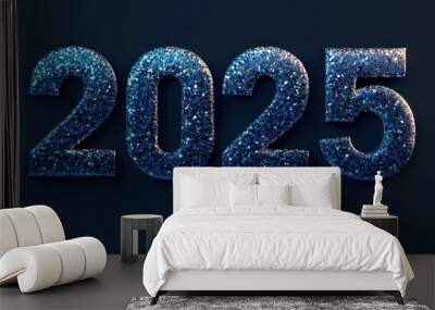 The image shows the year 2025 in blue metallic text. Wall mural