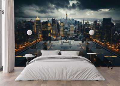 vue de building dans la nuit Wall mural