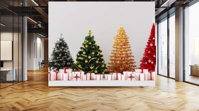 Christmas Winter Tree with Gift Boxes Banner Background  Wall mural