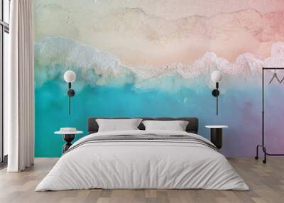 Drone panorama Grace Bay with colored light leak, Providenciales, Turks and Caicos Wall mural