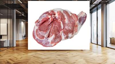 organic Raw shoulder of lamb joint isolated on white Wall mural