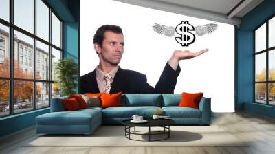 businessman holding money Wall mural