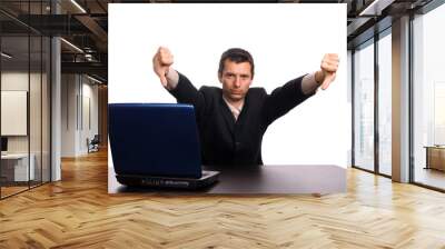 businessman over white studio background Wall mural