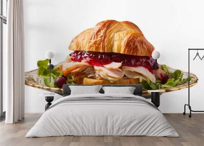 So Yummy Croissant sandwiche  isolated on transparent background Wall mural