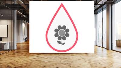 Isolated blood drop with a flower Wall mural