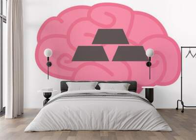 isolated brain with three gold bullions Wall mural