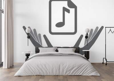 Isolated hands offering  a music score icon Wall mural