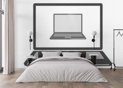 Isolated line art laptop with a laptop Wall mural