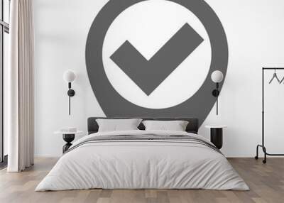 Isolated map marker with a check mark Wall mural