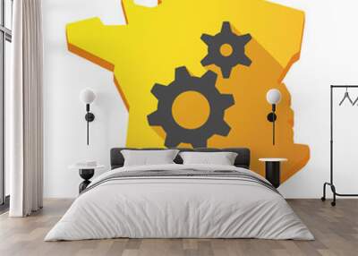 long shadow France map icon with gears Wall mural