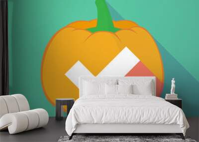 long shadow halloween pumpkin with a check mark Wall mural